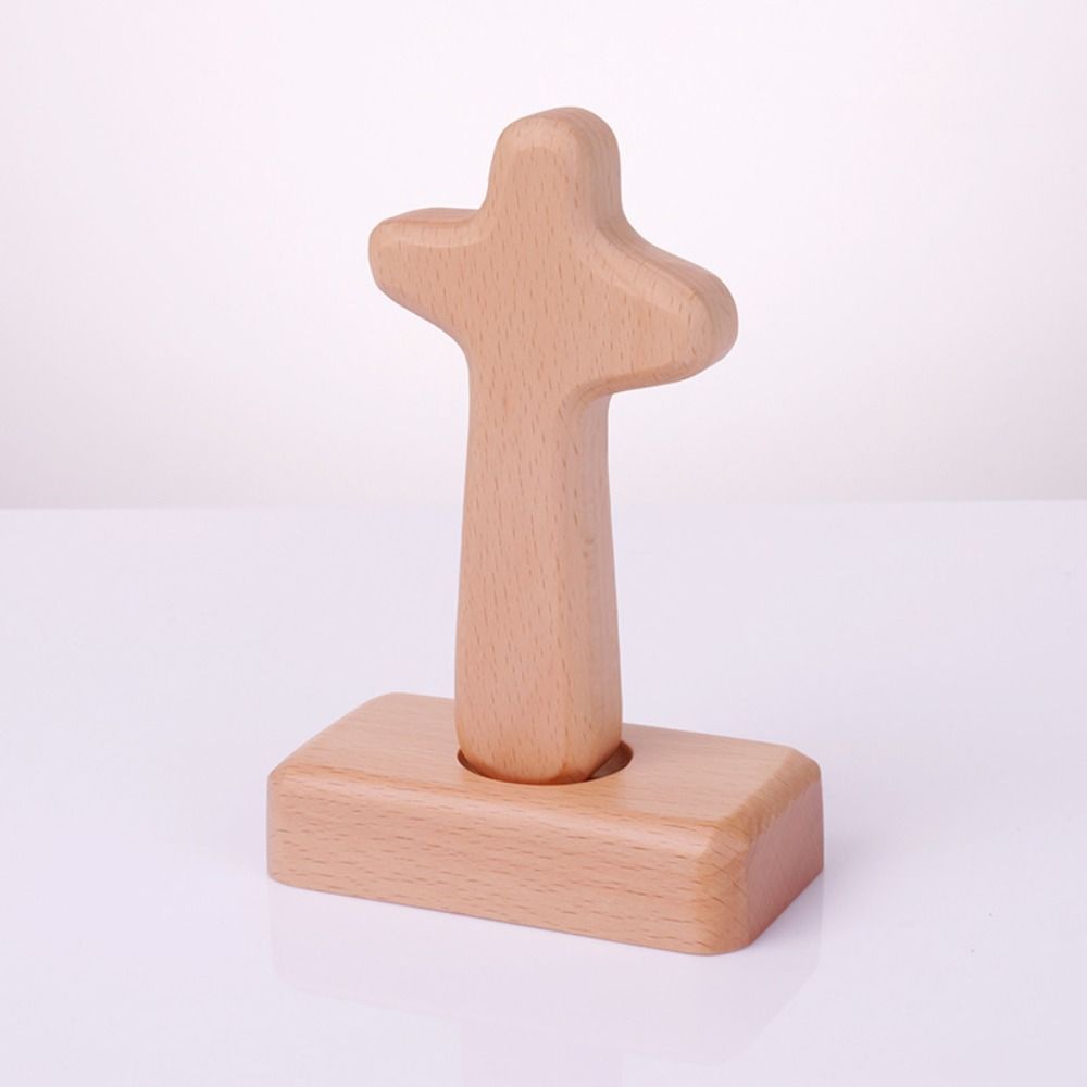 Standing Wooden Crosses Vintage Crucifix Sculpture Art Religious Crosses Ornament  Easters Faith