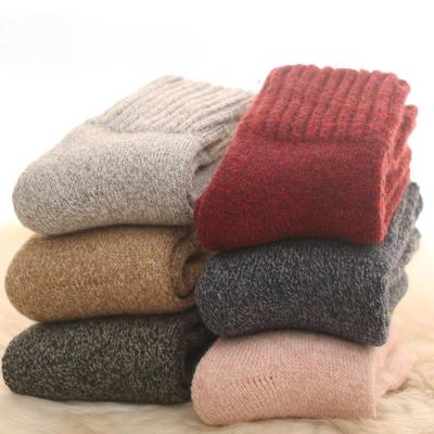 5/10 Pares Meias Quentes Espessas Forradas com Lã Casuais de Inverno para Mulheres Meias de Cano Médio Estilo Universitário Meias de Lã Ultra Espessas Meias Longas de Cor Sólida