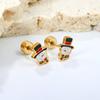 European & American Christmas Snowman Stud Earrings - Cute Pattern, Stainless Steel Screw-Back, Cross-Border Exclusive