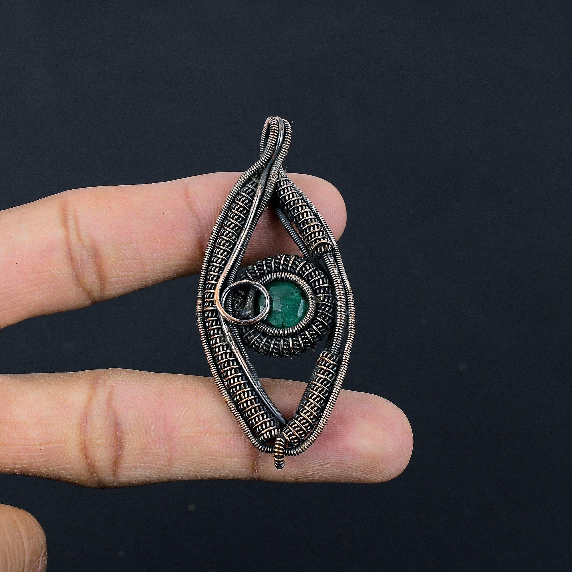 

Изумрудная подвеска, Подвеска из медной проволоки 999 пробы, Ювелирные изделия с драгоценными камнями, Подвеска ручной работы, Потрясающие украшения, Подарок для нее 2.55 Inches