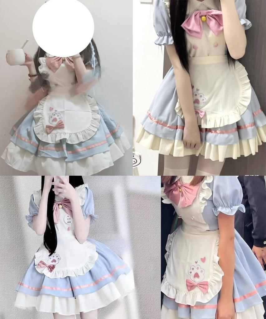 AOTYP Dienstmädchen Kurz Katze Mädchen Niedlich Halloween Übergrößen für Damen und Kleine Schwester Dienstmädchen Groß Komplett Niedlich Schul Kultur Otaku Größe S Kostüm, Länge,