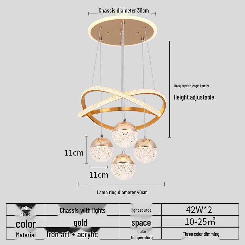 LumiFlow Gold Base Dimmable LED Chandelier