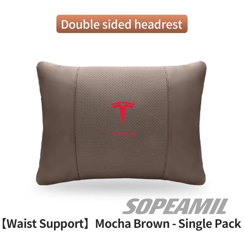 Tesla Cybertruck Model 3 Model Y Model S Model X Car Double-Sided Suede Leather Headrest Neck Support Pillow Seat Waist Cushion