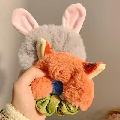 Cartoon Hase Fuchs Ohren Plüsch Scrunchie Haarband Frau Niedliches Tier Polizei Kopfschmuck Haarband für Mädchen Haarschmuck