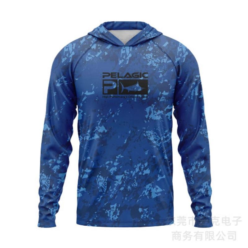 Mens Quick-Dry Long Sleeve Hooded Fishing Shirt UV Protection Outdoor Sportswear Breathable Milk Silk Cycling Jersey