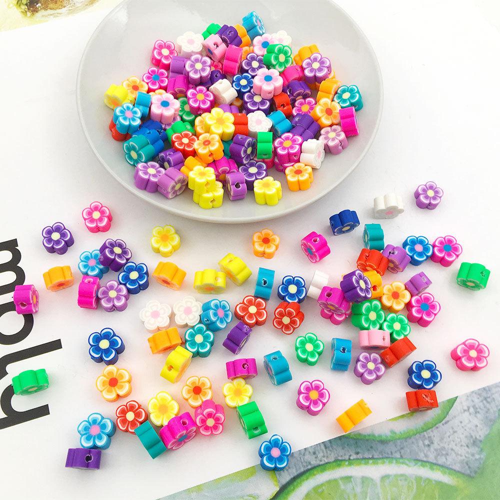 Diy Soft Pottery Bead Separation Mixed Color Fruit Cartoon English Letters Perforated Loose Beads, Sliced Bracelet Material