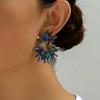 1 Paar Glamouröse Elegante Bunte Kristallblumen Hängeohrringe Vintage Luxus Hängeohrringe