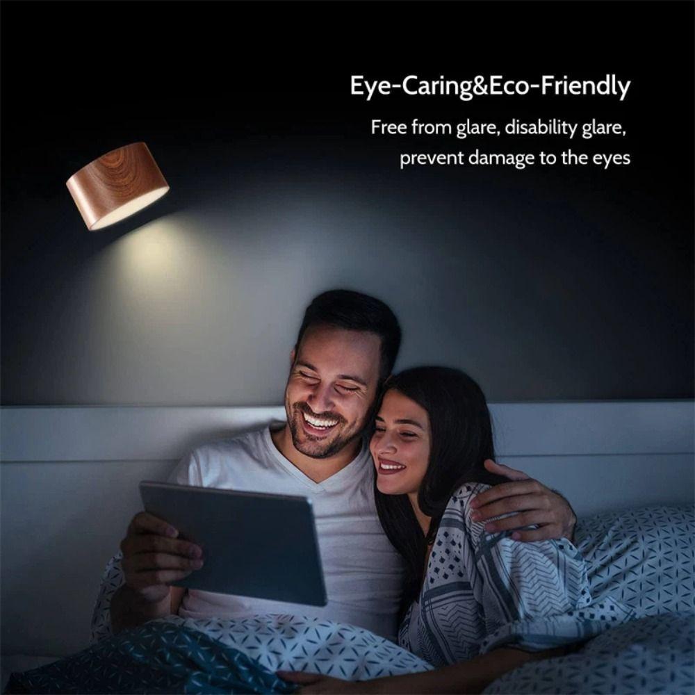 360° Rotating Wooden Wall Mounted Lamp Touch Control Magnetic Mountin Magnetic Night Light Dimmable Warm White