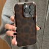 Through hole vortex IND brown halo leopard print phone case with chain for iPhone 11 12 13 14 15 16 17 Pro Max