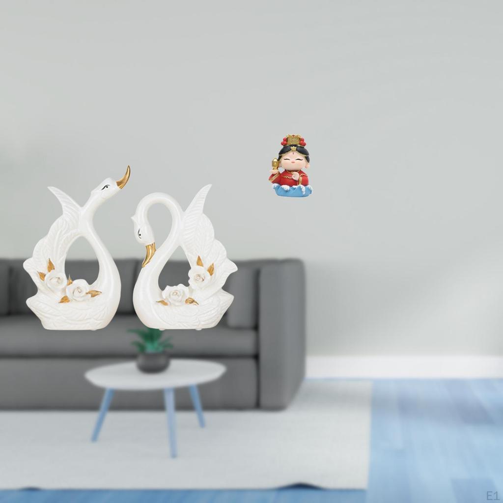 Elegant Ceramic Swan And Resin Figurine Decorative Sculpture for Bookshelf Cabinet Tabletop
