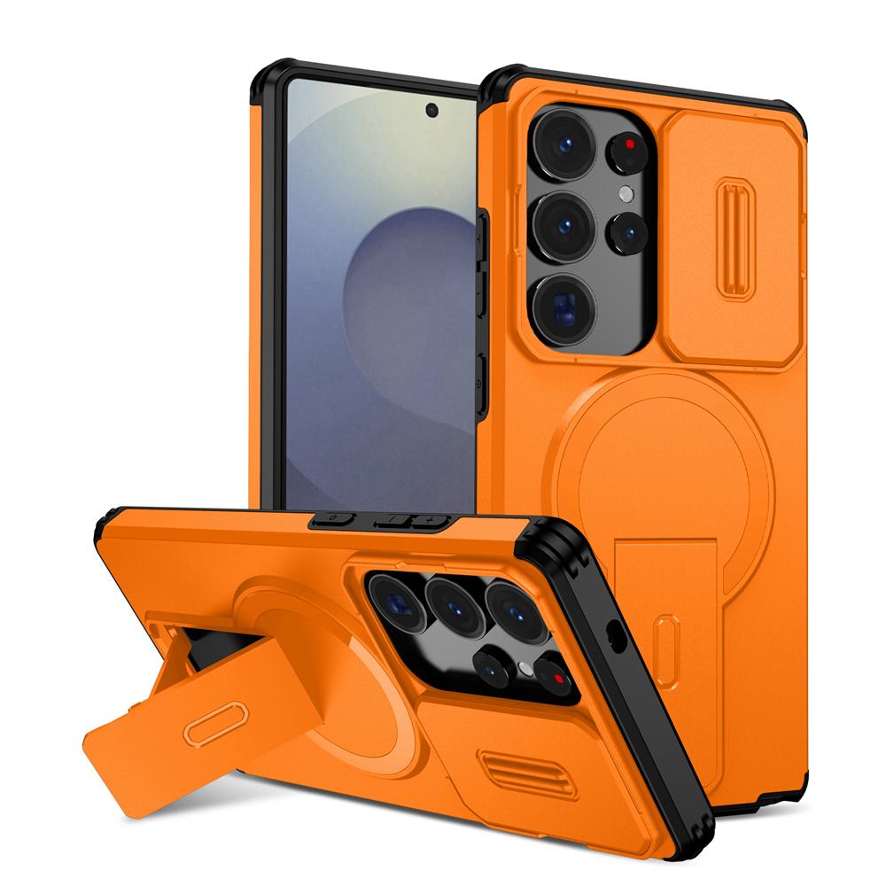 KEYSION Shockproof Magnetic Case for Samsung Galaxy S24 S25 Ultra S25+ S24 FE Slide Camera Protect Kickstand Wireless Charging Phone Cover