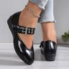 Women Female Buckle Shoes Strap Footwear Flats Fashion Women Dance Shoes Spring Round Toe Ladies Flats with Lolita Shoes Retro