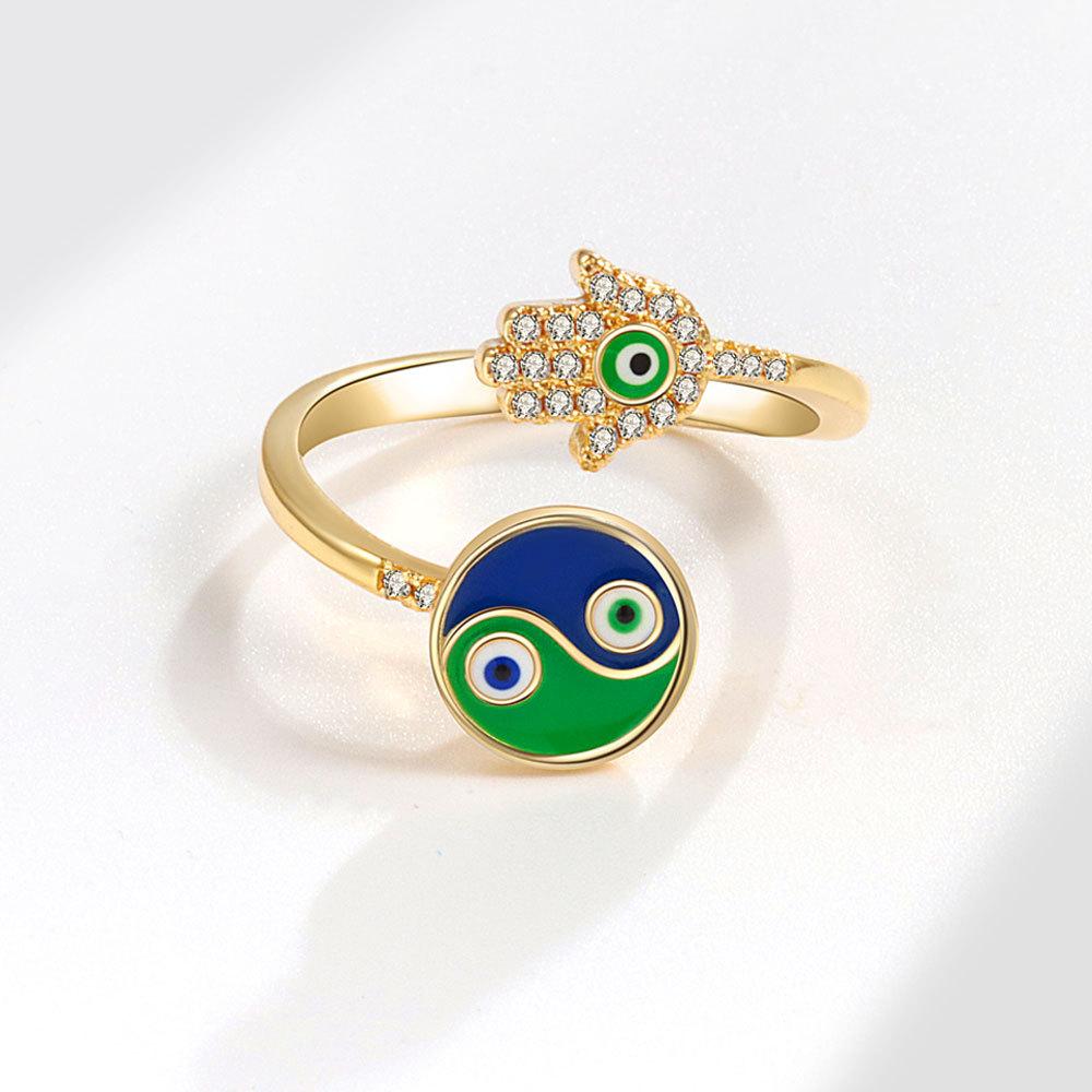 Tai Chi Yin Yang Spinning Ring Butterfly Zircon Anti Anxiety Fidget Jewelry Stress Relief Rotating Finger Ring For Women Men