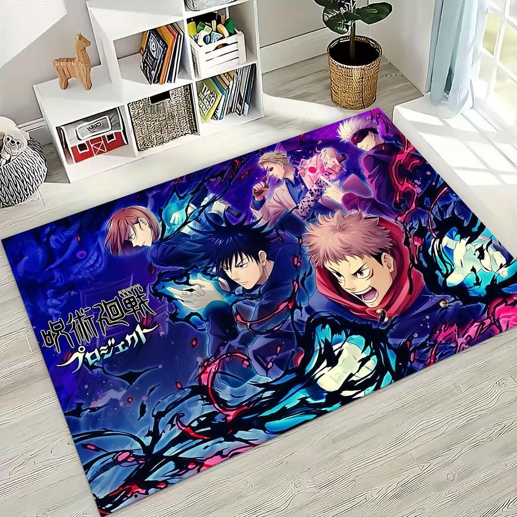 Anime Jujutsu Kaisen Yuji Satoru Kreskówkowy Dywanik do Sypialni Salonu Sofy Dekoracja Domu Wycieraczka, Duża Mata Podłogowa Antypoślizgowa do Zabawy dla Dzieci