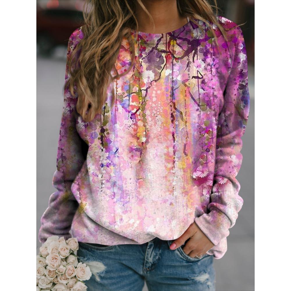 Hanorac la Modă Imprimeu Floral Fluture Femei Hanorace Streetwear Sweatshirts Trening Oversized Pulover Haine Harajuku pentru Fete