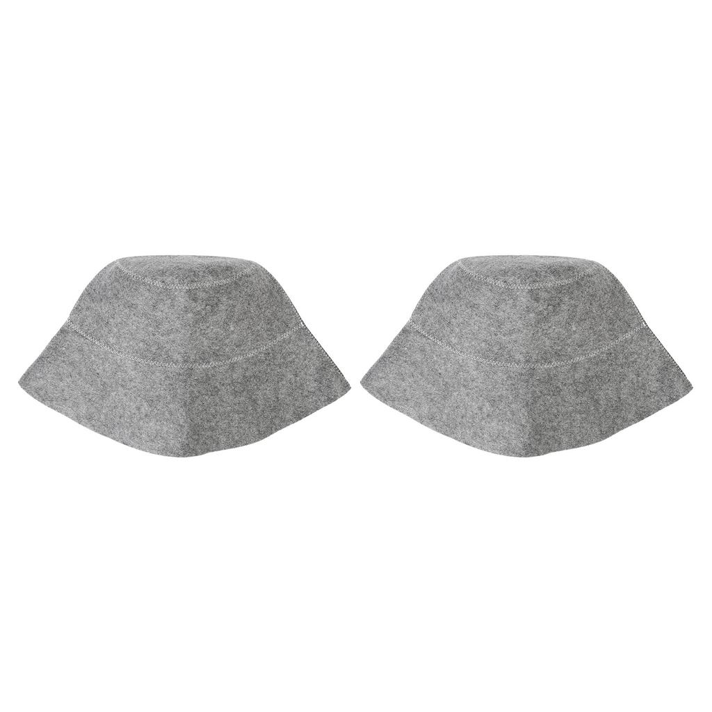 2PCS Sauna Hats Felt Thickening Water Absorption Comfortable Breathable Felt Shower Caps for Bath Accessories Gray