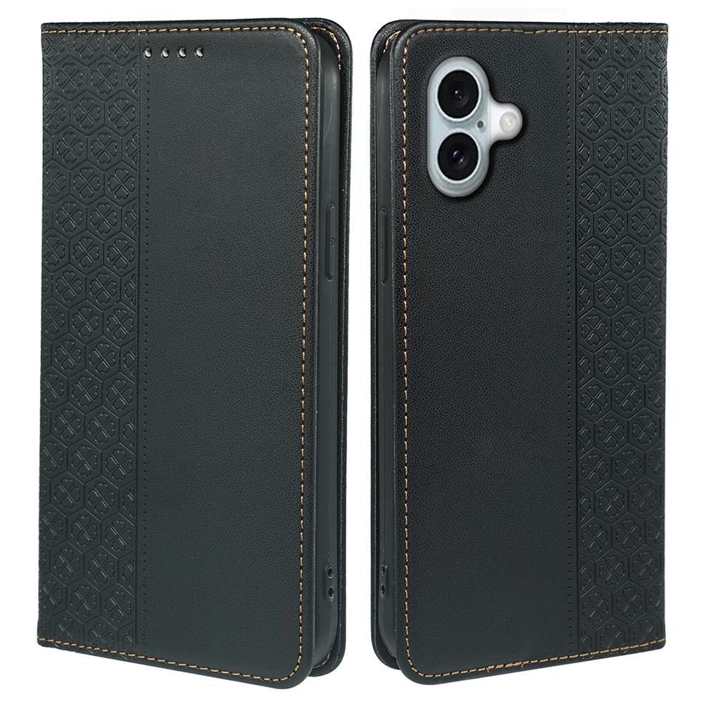 

For iPhone 16 Case Four-Leaf Clover Leather Flip Phone Cover Stand Wallet