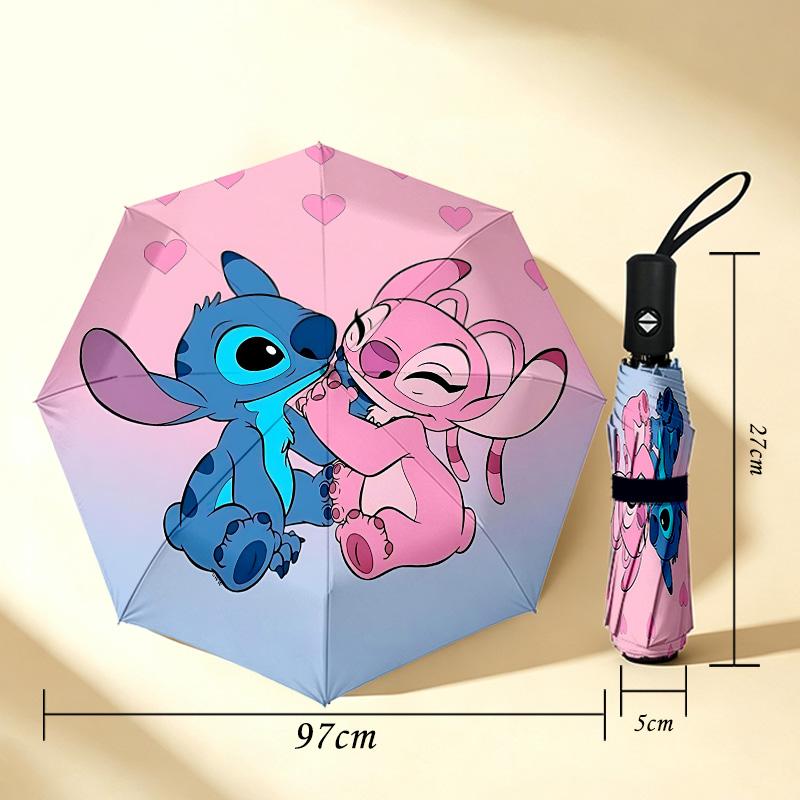Lilo Stitch Love 8 Ribs 3Fold Black Glue Uv Protection Umbrella Sun Protection Rainproof Compact Folding Umbrella For Travel Daily Use C924739