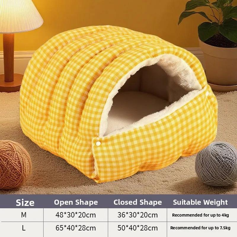 Thiened Warm Winter House Semi-Closed Dog House Detachable Waable Pet Mat Se Feeling Pet Bed for s And Dogs