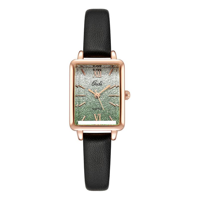 Women'S Fashion Niche Light Luxury Creative Gradual Change Small Square Plate Student Belt Quartz Watch