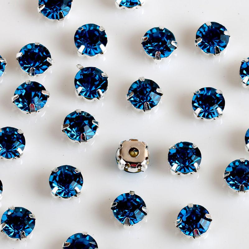 1440pcs Glass Flatback Round Rhinestones with Nickel-Free Metal Base Eco-Friendly Sew-On Stones for Shoes Garments Bags & Hats