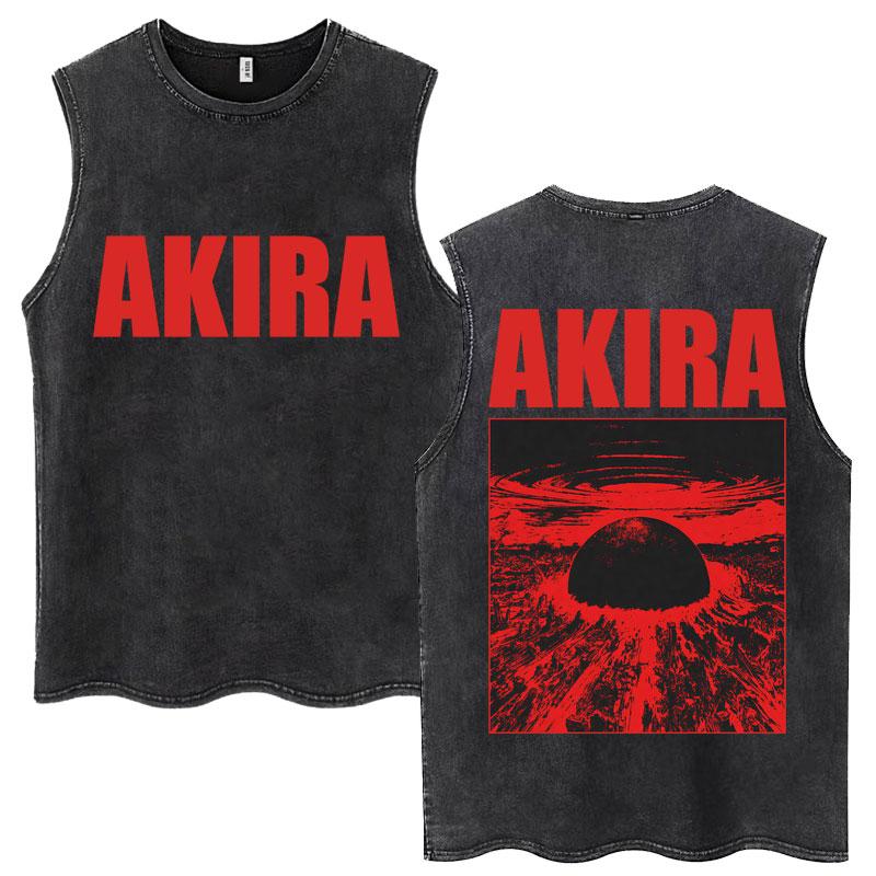 

Washed Anime Akira Classic Tank Tops Science Fiction 90s Movie Shotaro Kaneda Vintage Sleeveless Tshirt Men 3XL