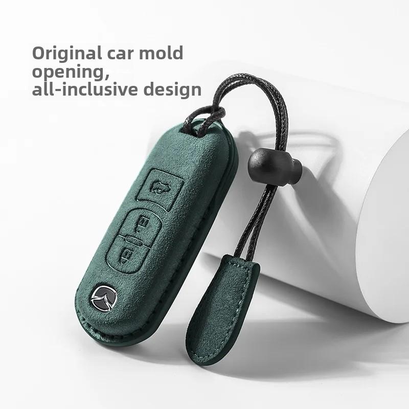 Mazda Car Key Cover Premium Leather Flip Key Case Compatible with Mazda 3 4 5 Models Auto Accessories Shell Buckle Bag