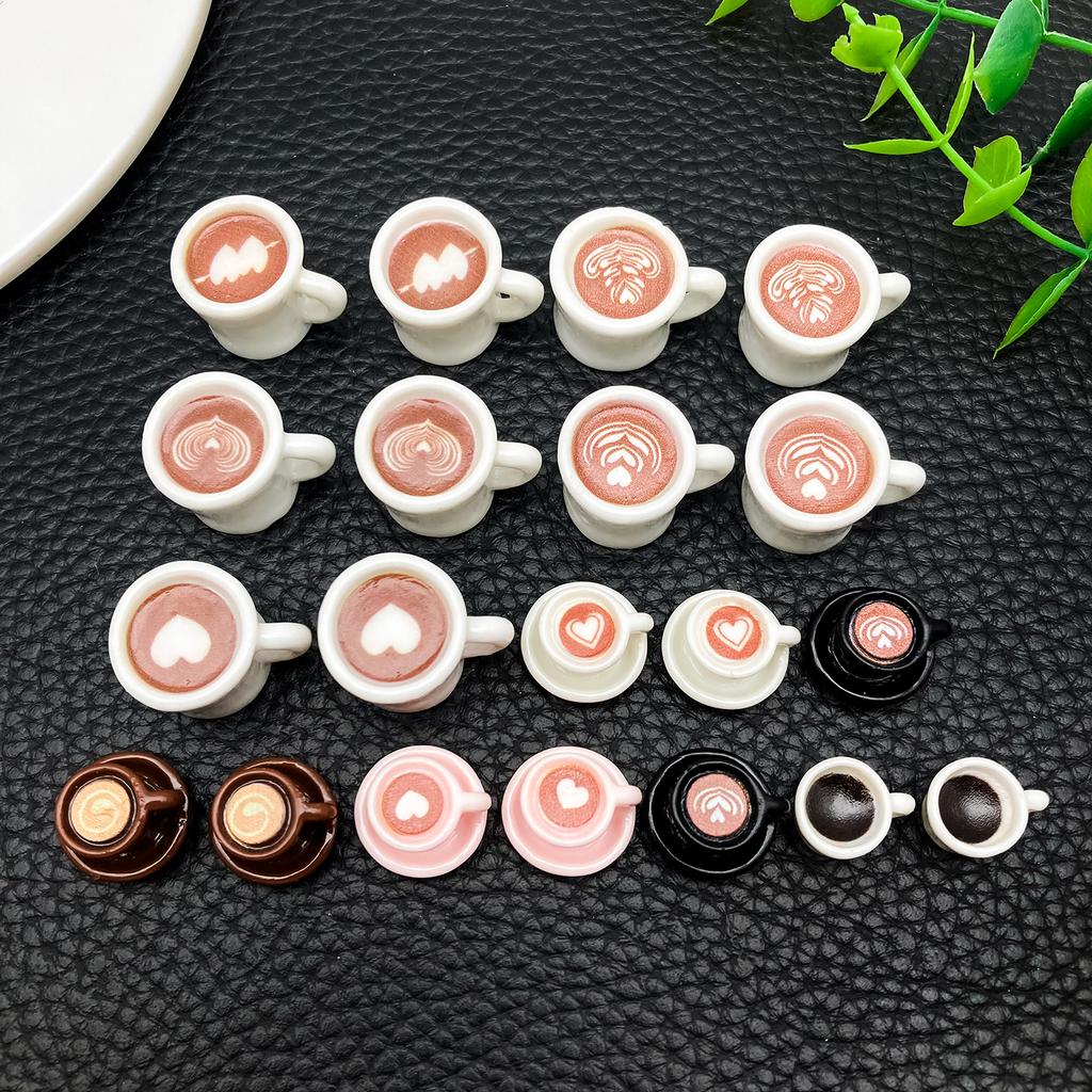 10Pc/Set New Popular Realistic Coffee Bean And Coffee Cup Pendants, Resin Accessories For Diy Creative And Fun Earrings Necklace