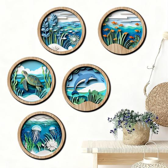 Quadri Decorativi da Parete in Legno, Arte Decorativa Stile Intaglio su Carta 3D per Camera da Letto Soggiorno Ufficio, Appendi Parete Impermeabile con Texture Stratificata per Casa