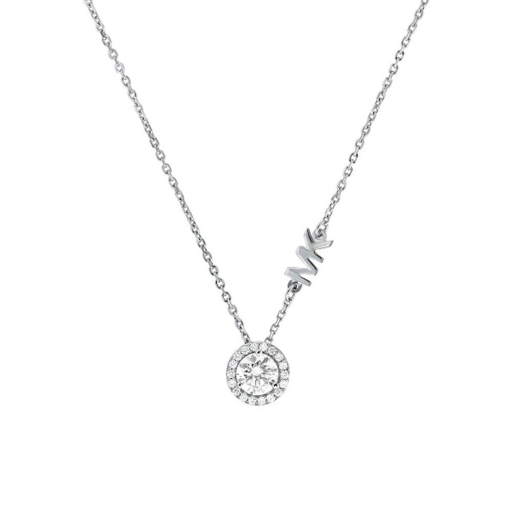 Michael Kors Mkc1208An040 Mk Logo Pendant Silver Necklace