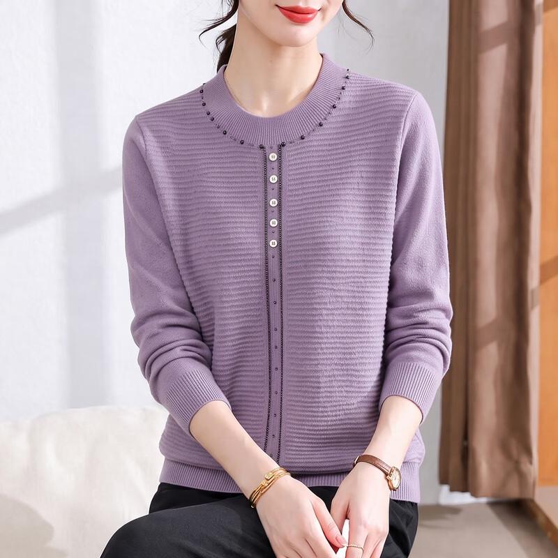 YUZHAOLIN Women's Elegant Autumn Knit Pullover for Middle-Aged