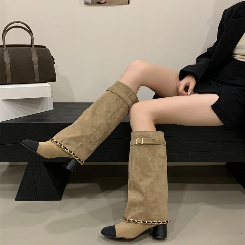 Coarse heel French small fragrant style but knee boots women's boots 2025 new high trousers knight boots