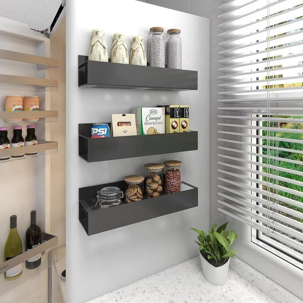Magnetic Refrigerator Shelf, Kitchen Organizer, No-Drill Spice Rack, Household Refrigerator Side Hanging Shelf