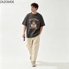 ZAZOMDE Unisex Fashion Bear Graphic Short Sleeve T Shirt Vintage Letter Print Crew Neck Oversized Streetwear Casual Tops 2026new