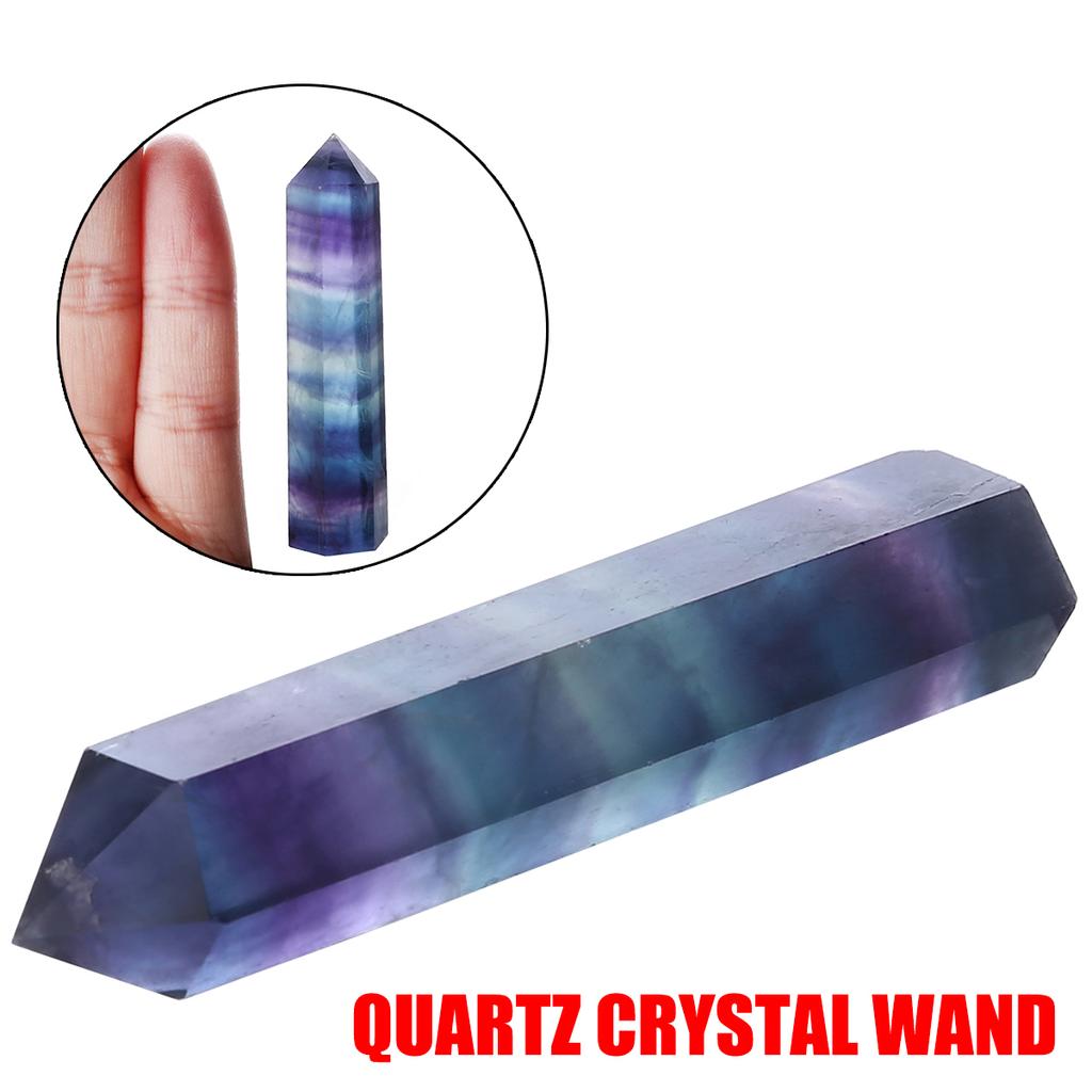 Natural Flourite Quartz Crystal Wand Colorful jewel Pure Point Healing