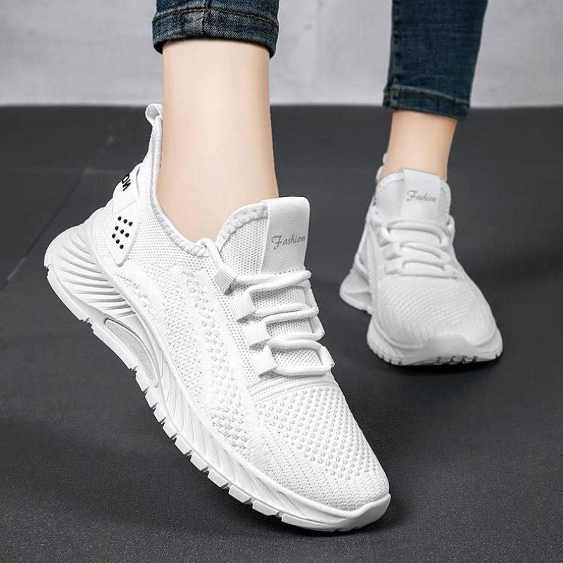 Women's Casual Sneakers Lace Up Flat Build Step Breathable Hundred Shoes