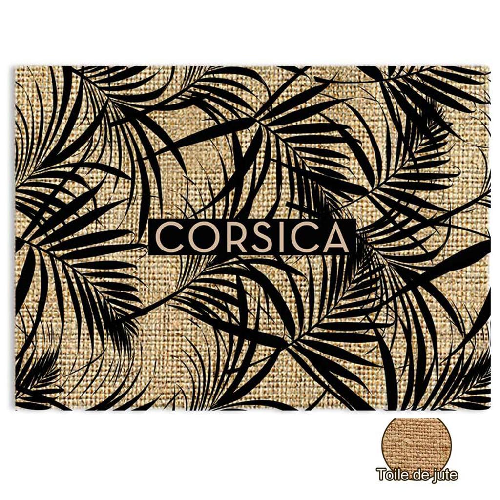 Les Trésors De Lily [R2183] - Black Beige 'Corsica' Burlap Placemat (leaves) - 42x30cm