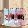 1PC Red Five-pointed Star Punk Skull Print 750ml Portable Sports Water Bottle Leakproof Gym Outdoor Travel Drink Cup