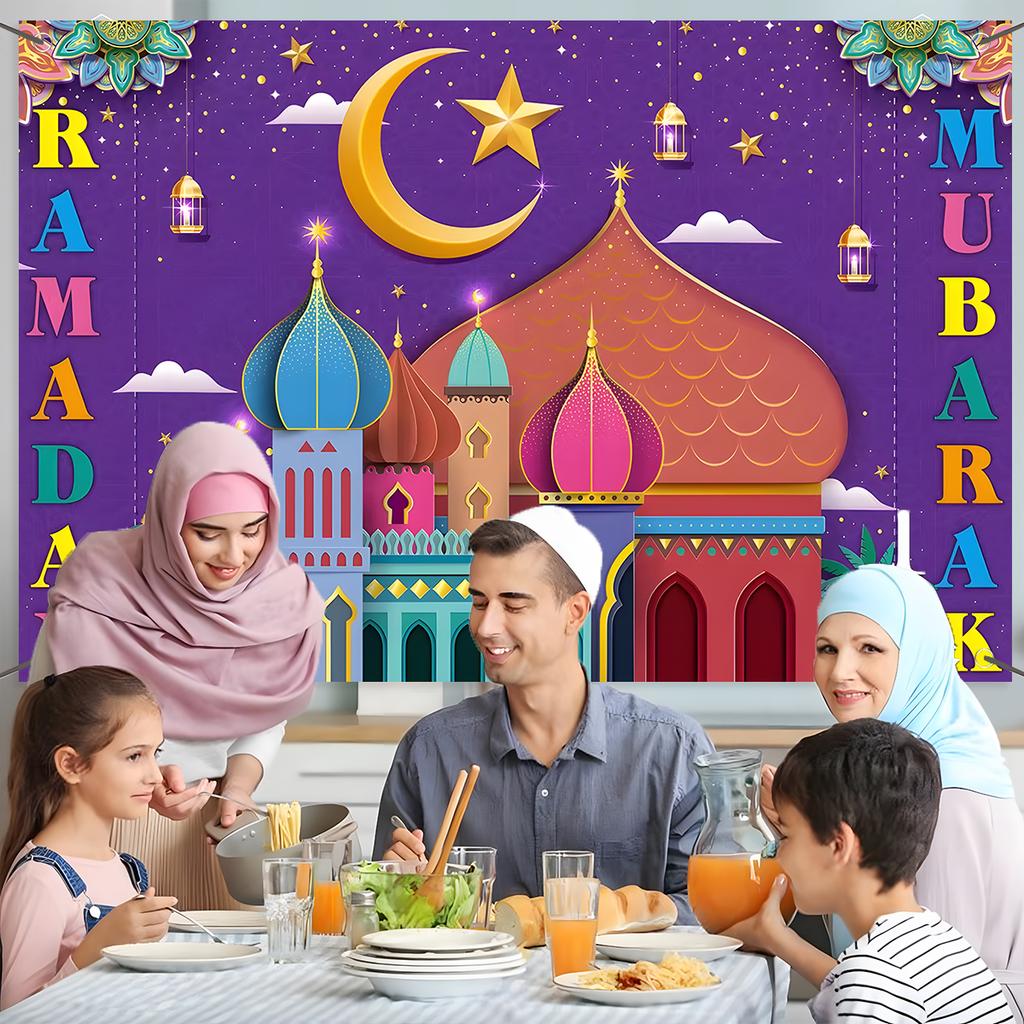 Eid Party Thema Traditioneller Hintergrund Ramadan Mubarak Dekorationen für Zuhause Islamisch Muslimisch Kareem Eid Al Adha Requisite Geschenk Poster