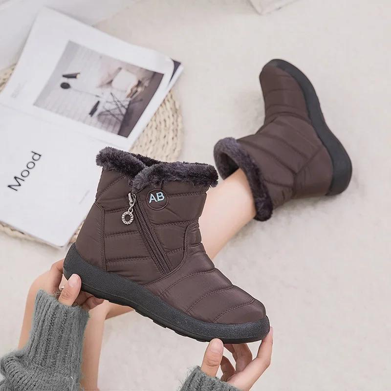 Women Boots Fashion Waterproof Snow Boots For Winter Shoes Women Casual Lightweight Ankle Botas Mujer Warm Winter Boots Black