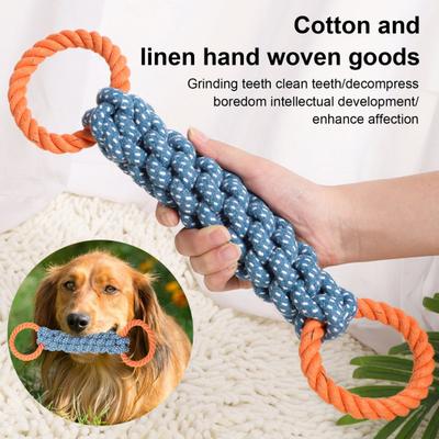 Double-Ring Dog Rope Toy Interactive Tug of War Dog Toy Bite-Resistant Dog Tough Rope Toy for Medium To Large Breeds