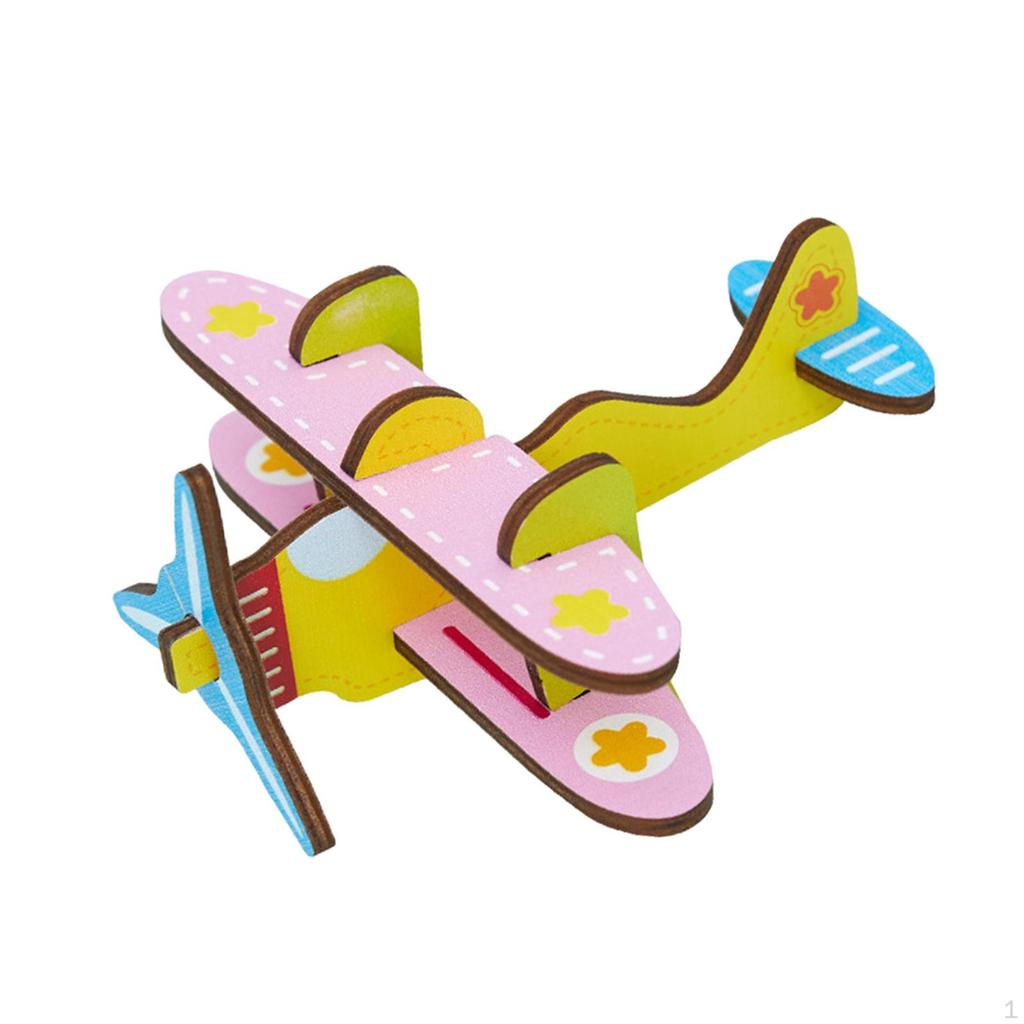 3D Cartoon Wooden Insert Puzzle DIY Toy Model for Toddler Girls Boys Children Birthday Gifts