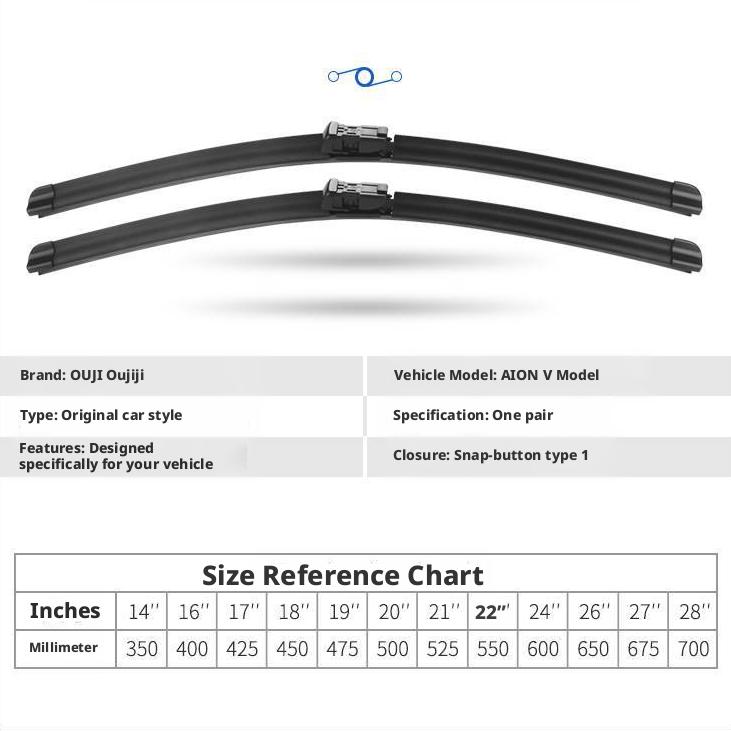 OEM-Style Frameless Silent Wiper Blades for GAC AION V / AION V Plus Front Windshield Wiper Blade Refills for GAC AION V 2020 EV