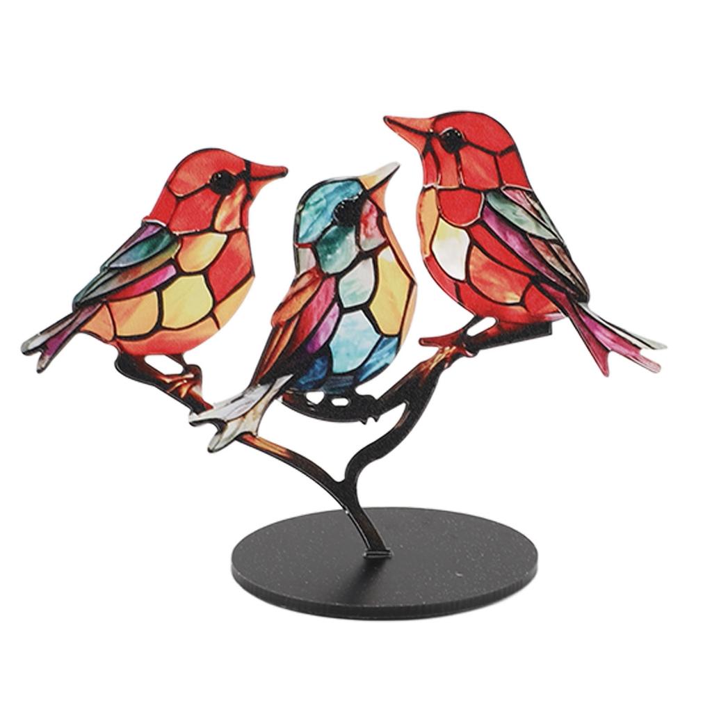 Ornamenti Uccelli su Ramo Artigianato Acrilico Colorati Vivaci Piatto Statua Animale Decorazione per Desktop Ufficio Casa
