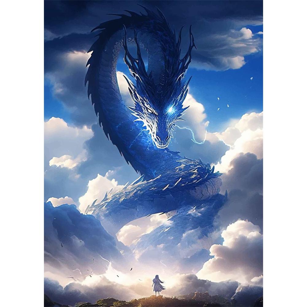 Das Erwachen des mythischen Drachen Diamantmalerei 5D DIY Kunstmuster Druck-Kit Puzzle Leinwand Mosaik-Stickerei Heimdekoration