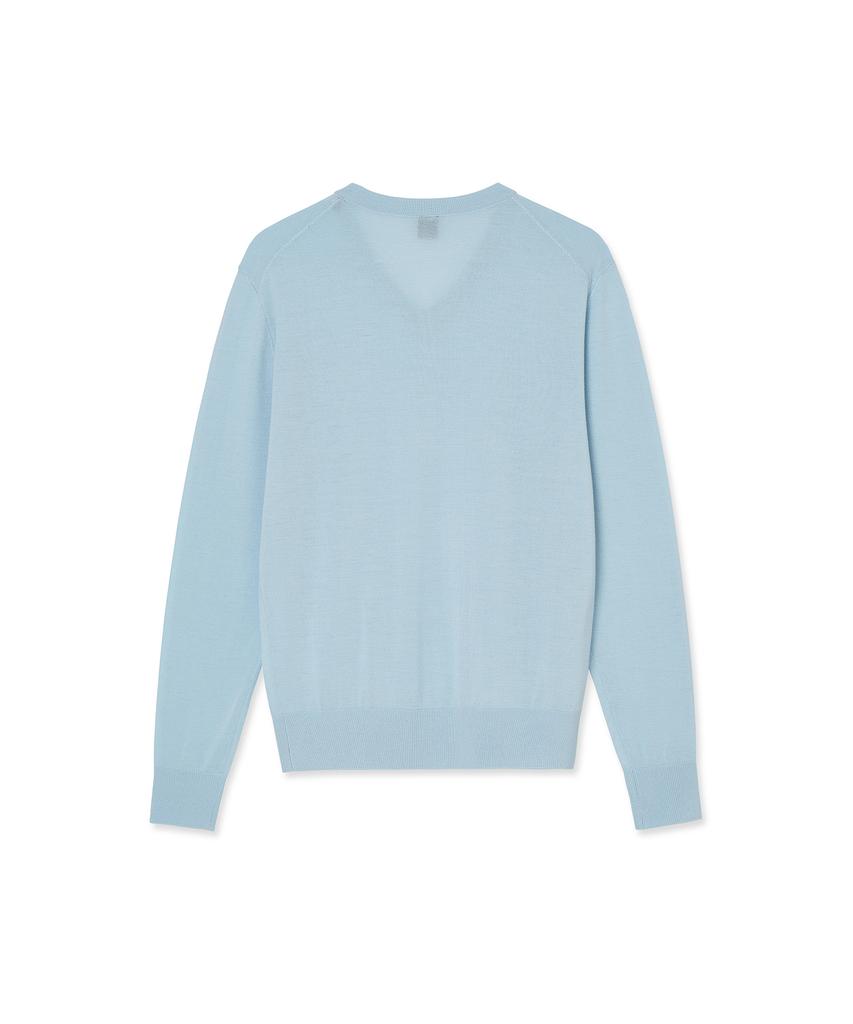 IOLO Silk Blended V-Neck Sweater_Light Blue