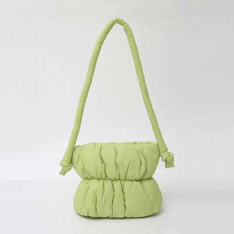 Nylon Bucket Bags Women Casual Designer Handbags Down-Filled Cotton Shoulder Bag Pleated Crossbody Bags Fashion Underarm Bag