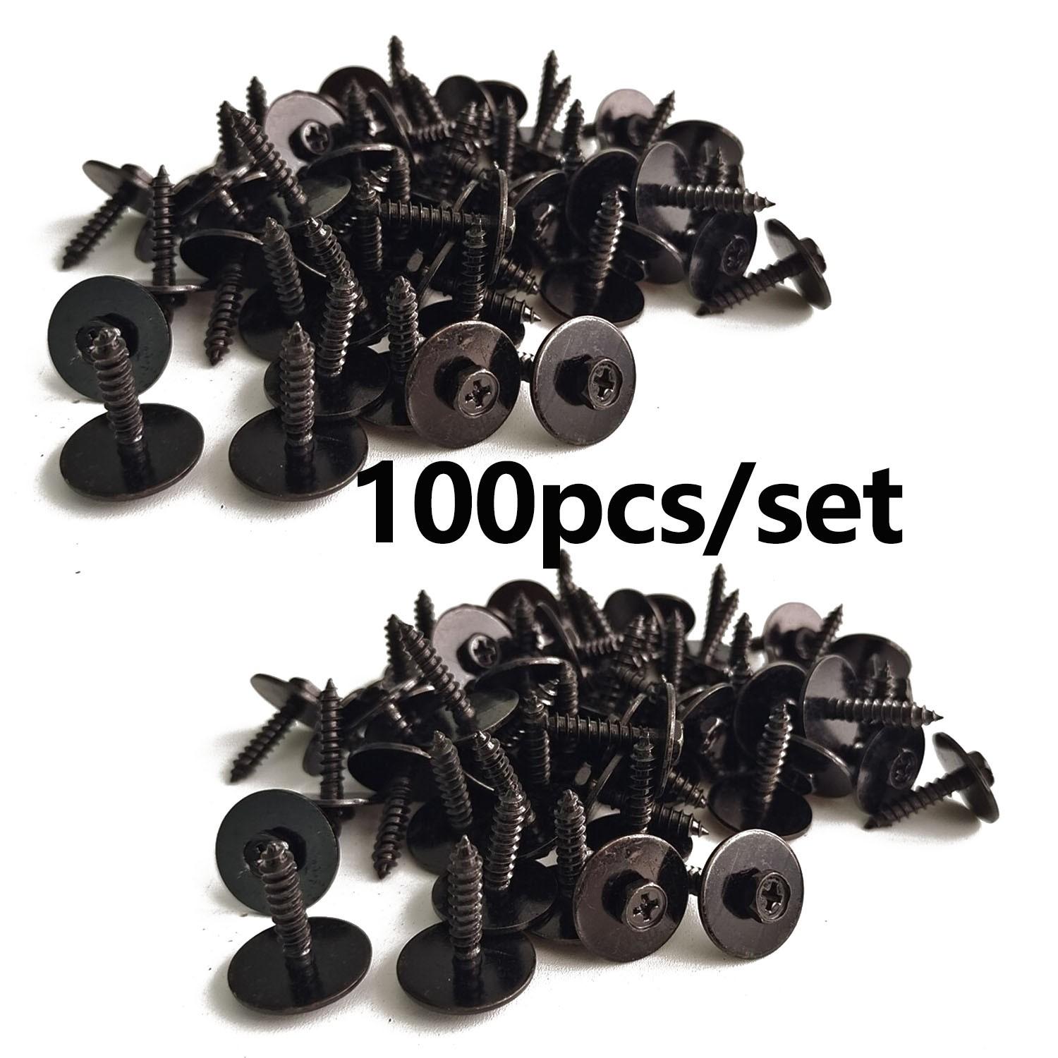 100PCS Car Body Fender Metal Screws Bumper Moulding Retainer Clips Bolts 7mm Hex