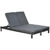Poly Rattan Double Lounger Sun Lounger Garden Lounger for 2 People Relax Lounger Luxury Lounge 5-Level Backrest Metal PE Rattan Grey 196 X 120 X 28 Cm