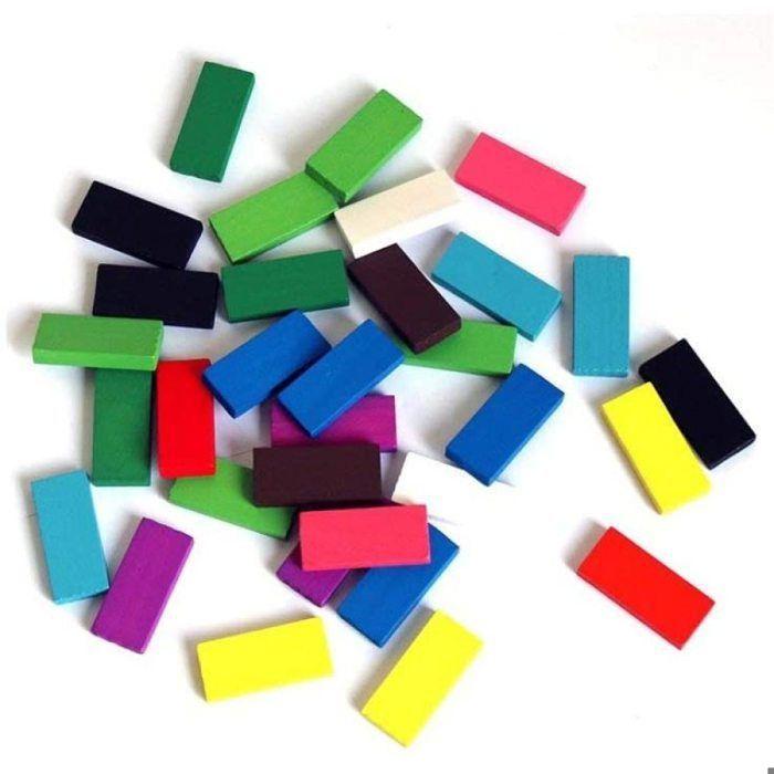 Holzdominosteine - Pädagogisch - Set mit 240 Teilen - Sichere Materialien - Motorische Entwicklung - Logikspiel